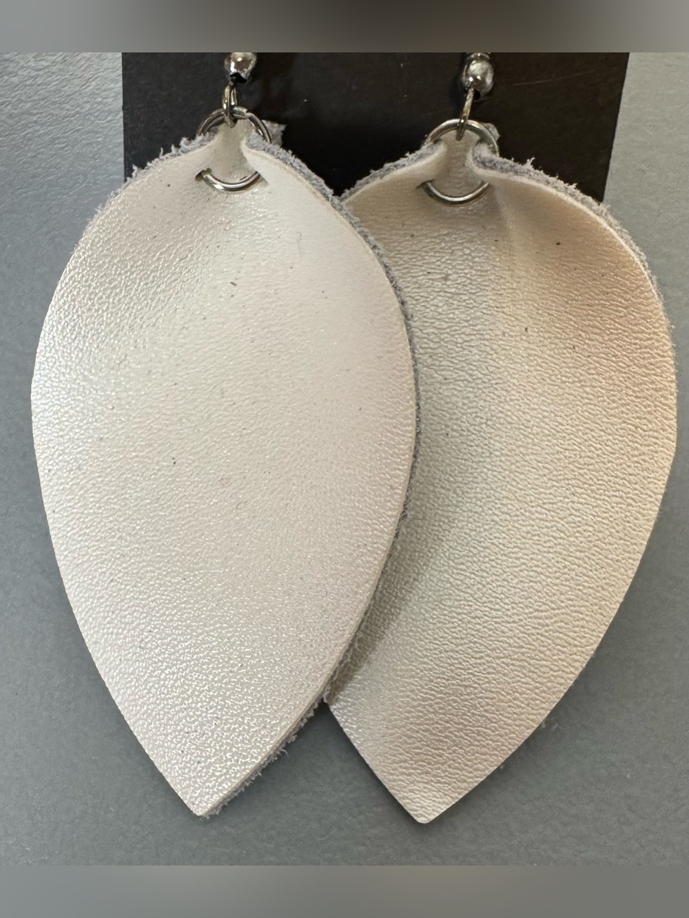 Faux Leather Teardrop Dangle Earrings - White